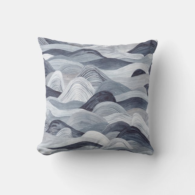 Almofada Indigo Watercolor Wave Sem Vista (Frente)