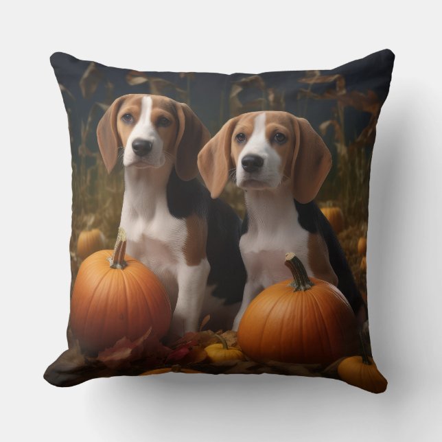 Almofada Inglês Americano Foxhound Puppy Autumn Delight (Frente)