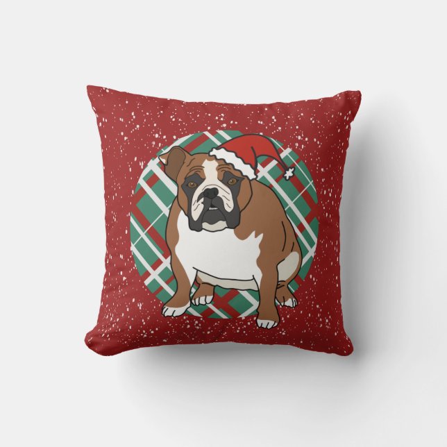 Almofada Inglês Buldogue Christmas (Frente)