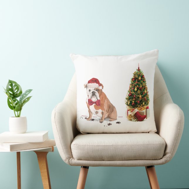 Almofada Inglês Buldogue Engraçado Cachorro de Natal com Ár (Cadeira)
