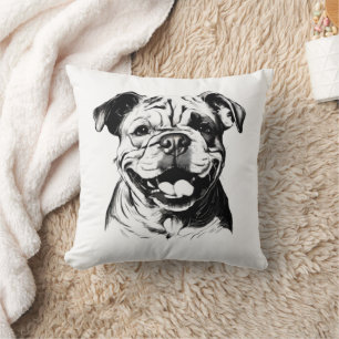 Almofada Inglês Bulldog B&W Silhouette