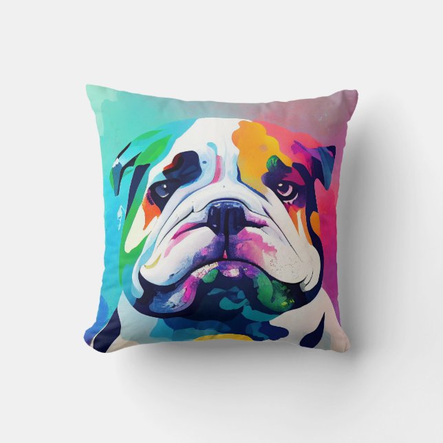 Almofada Inglês Bulldog Dog Wild Nature Animal Painting (Frente)