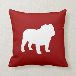Almofada Inglês Bulldog - Vermelho e Cachorro Branco