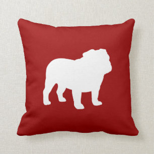 Almofada Inglês Bulldog - Vermelho e Cachorro Branco