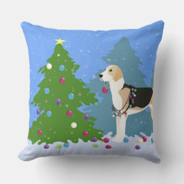 Almofada Inglês Foxhound decorando Floresta de Natal