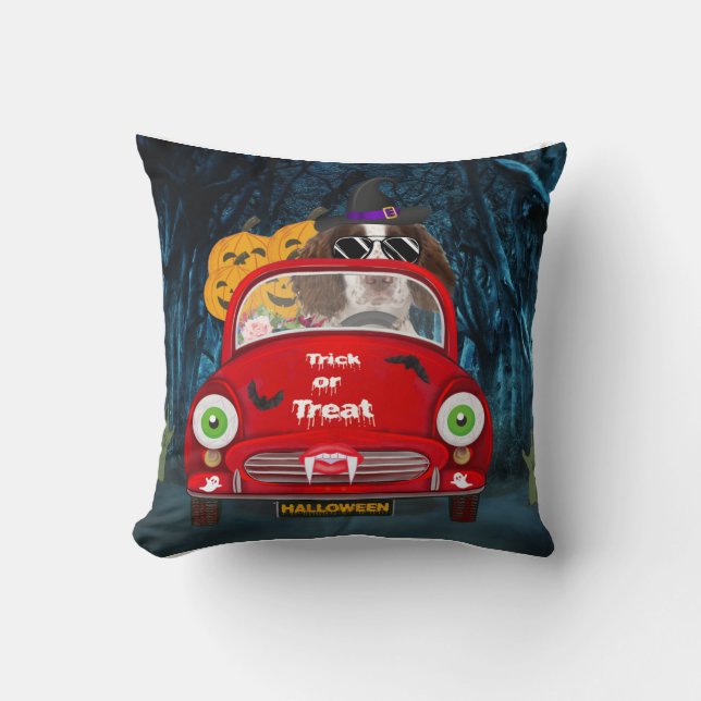 Almofada Inglês Springer Spaniel cão Carro Assustado Hallow (Frente)