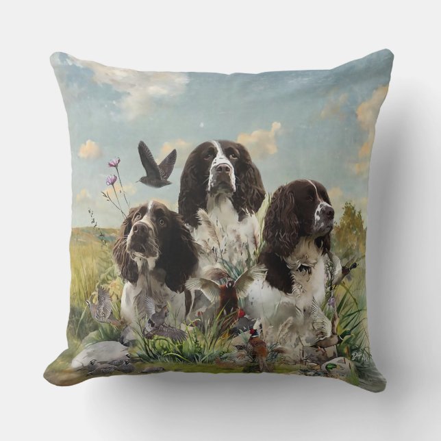 Almofada Inglês Springer Spaniels, Arte (Frente)