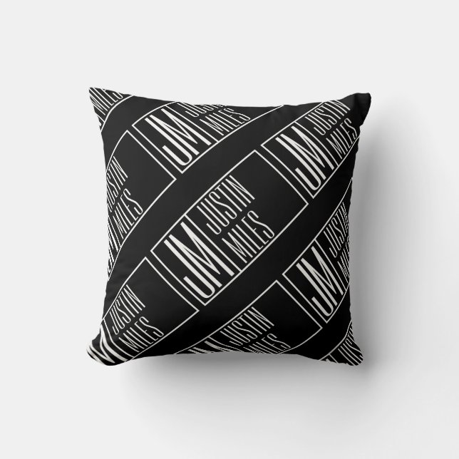 Almofada Iniciais Modernos com Padrão Monograma de Nome (Frente)