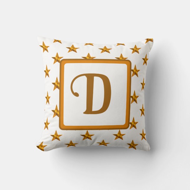 Almofada Inicial de Monograma em Laranja Dourado com Decora (Frente)