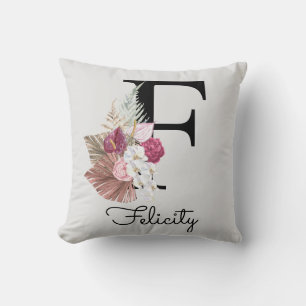Almofada Inicial F Rosa Monogramada