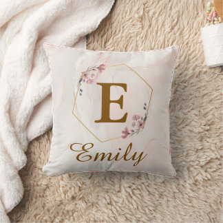Almofada Inicial Personalizada de Menina & Nome Monograma F