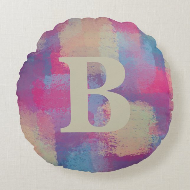 Almofada inicial redonda de colchetes cor-de-rosa (Frente)