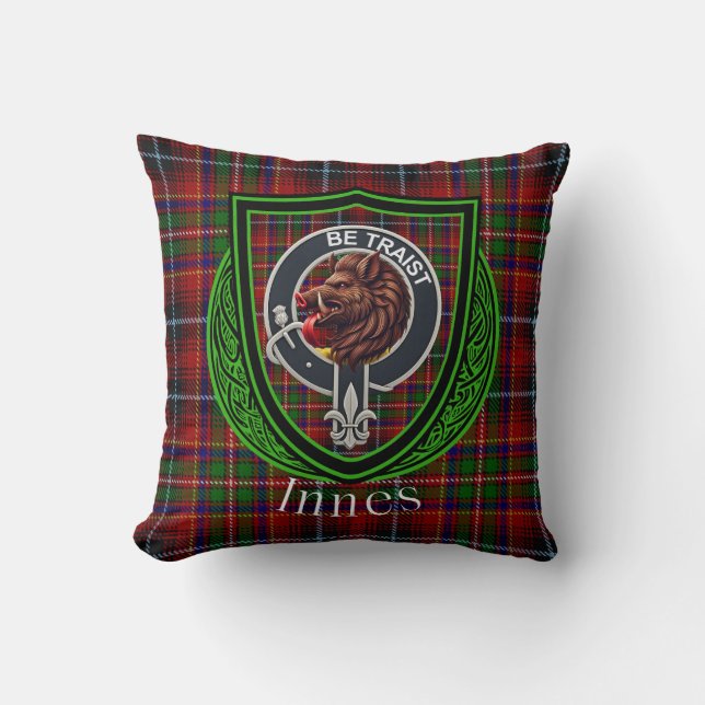 Almofada Innes Scottish Clan Tartan & Crest (Frente)