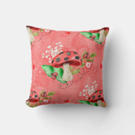 Almofada Inseto De Senhora Rosa E Padrão De Cogumelo