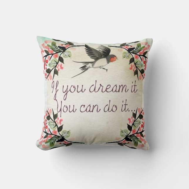 Almofada Inspiração Se Você Sonha Com Aquarela (Frente)