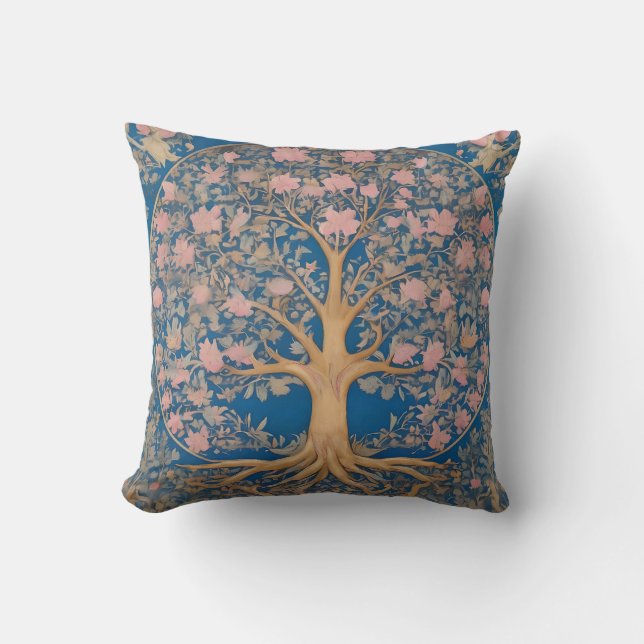 Almofada Inspirado Em William Morris Árvore Da Vida (Frente)