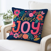 Inspirational Choose Joy Floral Travesseiro, Motiv