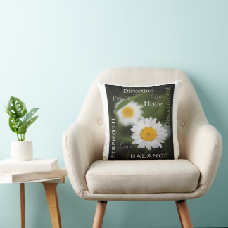 Almofada Inspirational Daisy Message Throw Pillow