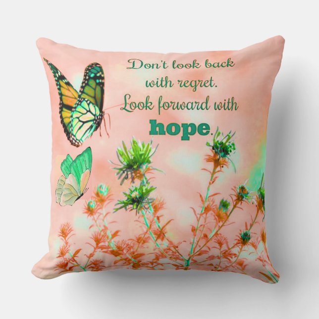 Almofada Inspirational Quotes on Hope Throw Pillow (Frente)