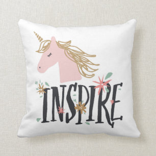 Almofada Inspire o unicórnio Dourado da juba de