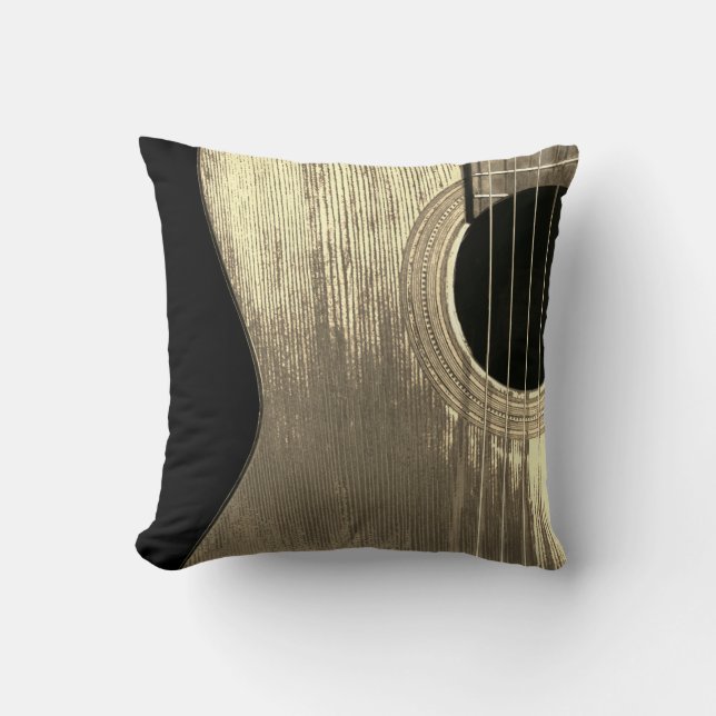 Almofada Instrumento Musical Acústico de Violão Negro e beg (Frente)