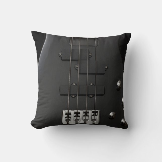 Almofada Instrumento preto de baixo de guitarra (Frente)