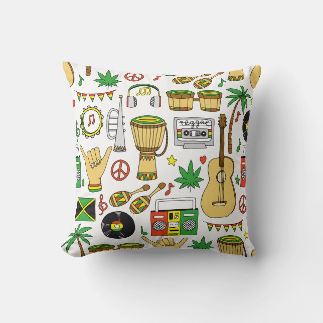 Almofada Instrumentos musicais sem descontinuidades. Reggae (Frente)