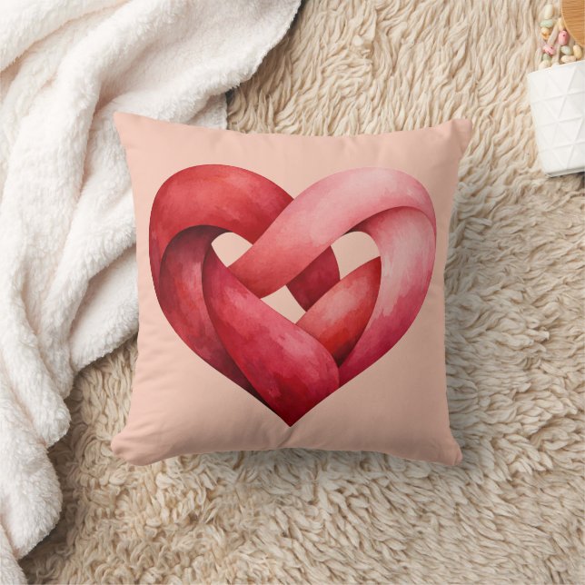 Almofada Interlocked Heart Throw Pillow Red Pink Love Decor (Cobertor)