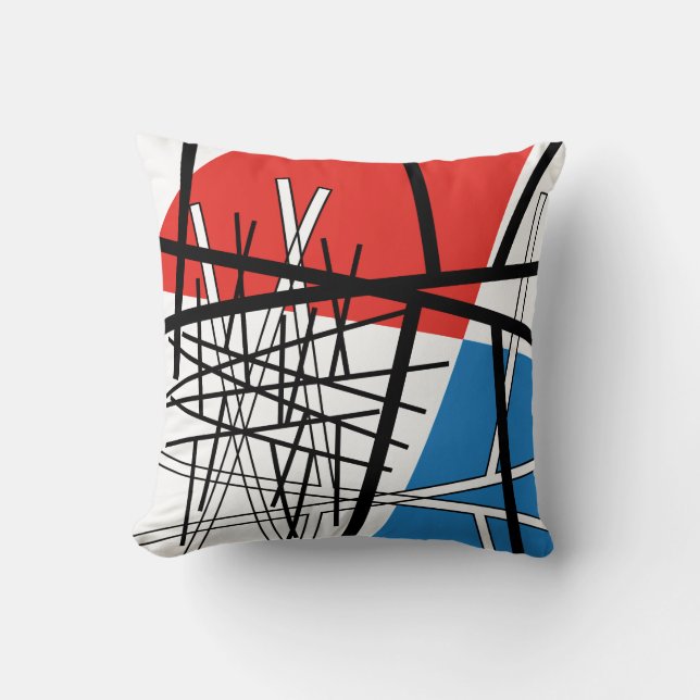 Almofada Interseção de Linhas e Planos - Arte Abstrata (Frente)
