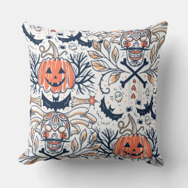 Almofada Intrair O Padrão Da Pumpkin Do Crânio Do Halloween