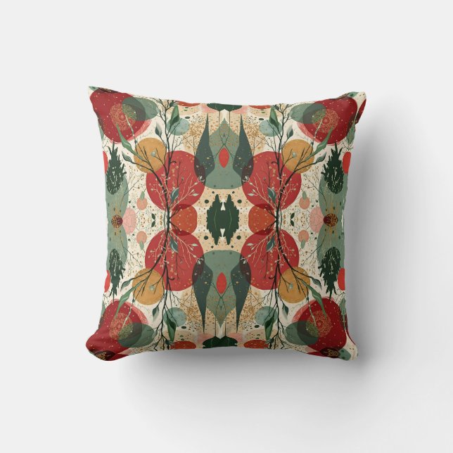 Almofada Inverno / Abstrato de Natal Arte Espelhada (Frente)