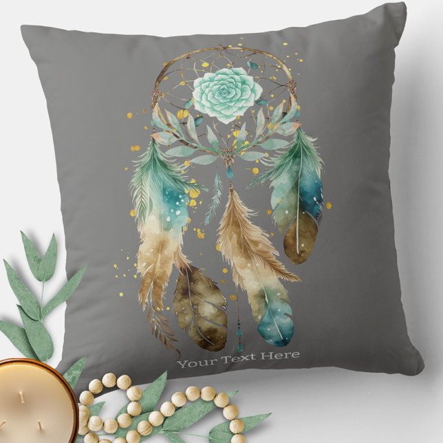 Almofada Ioga Metafísica Espiritual de Dreamcatcher Mística (Watercolor Dreamcatcher Pillow)