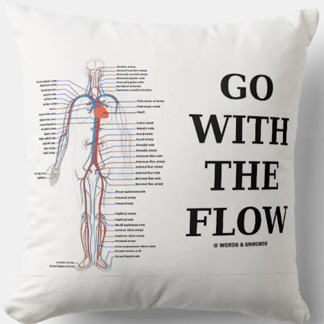 Almofada Ir Com O Sistema Circulatório De Fluxo (Circulatory system throw pillow for anyone who knows that one should "Go With The Flow")