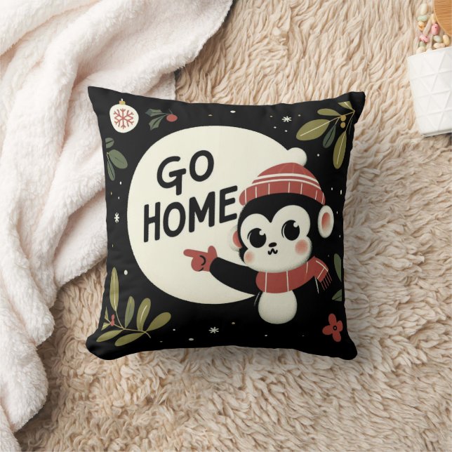 Almofada Ir para casa, macaco de Natal (Cobertor)