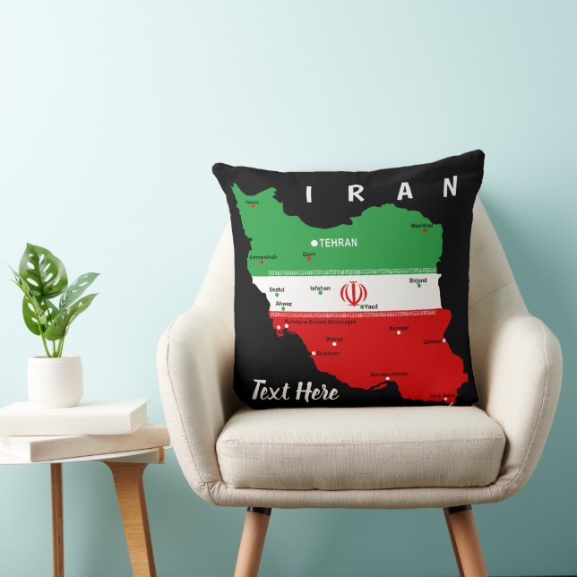 Almofada Iran Map with Flag and Emblem (Cadeira)