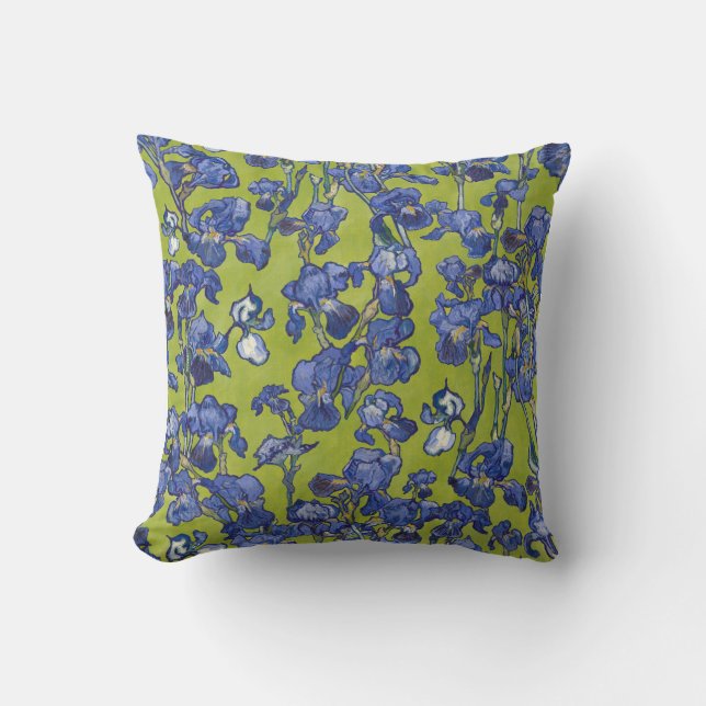 Almofada Íris de Vincent Van Gogh Azul Cobalto Verde Maçã (Frente)