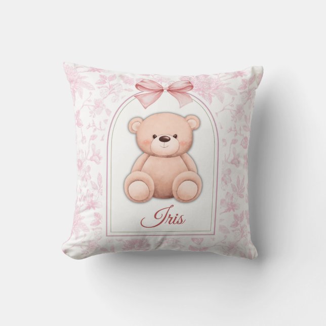 Almofada Iris | Design de Enfermeiro de Urso Rosa Personali (Frente)