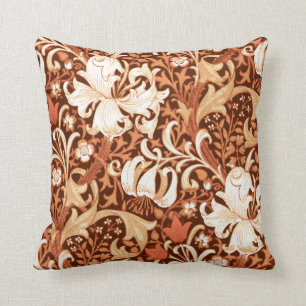 Almofada Íris e lírio de William Morris, Brown e Tan