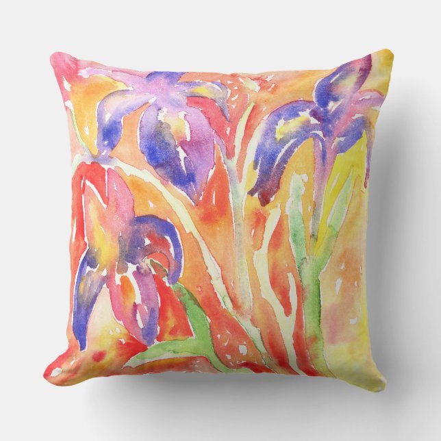 Almofada Iris Flower Watercolor Painting (Frente)