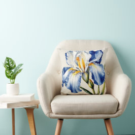 Almofada Iris Schwertlilie blau weiß - Aquarell-Design |