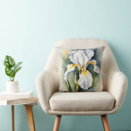 Almofada Iris Schwertlilie weiß - Aquarell-Design |