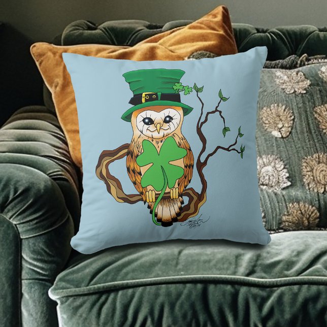 Almofada Irish Clovers Owl Green (Criador carregado)