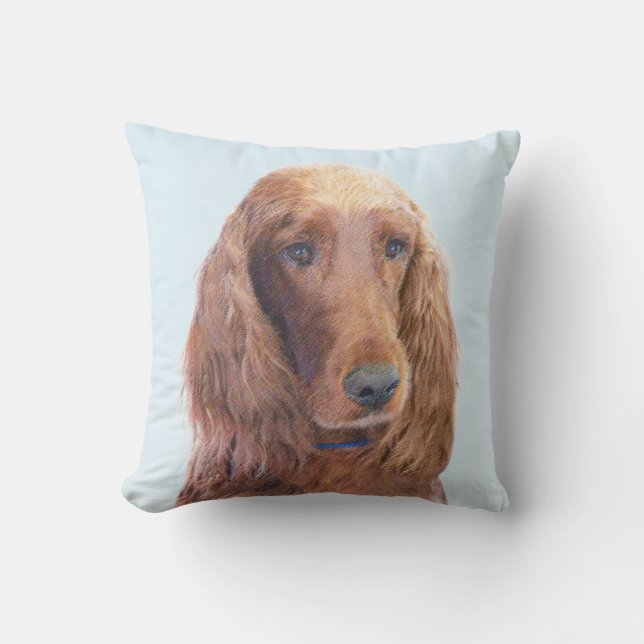 Almofada Irish Setter Painting - Bela Arte Original De Cach (Frente)