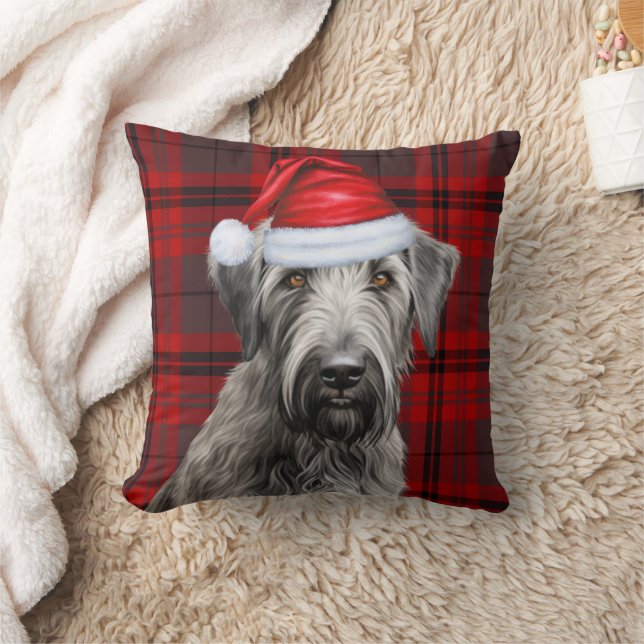 Almofada Irish Wolfhound Cachorro Xadrez Vermelho Natal Fer (Cobertor)