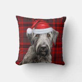 Almofada Irish Wolfhound Cachorro Xadrez Vermelho Natal Fer
