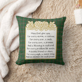 Almofada Irlandês Prayer Celtic Border e Tartan