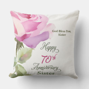 Almofada Irmã Aniversário de 70 Anos Jubileu Rosa Rosa Pink