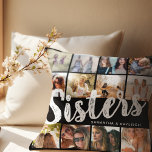 Almofada IRMÃS, Colagem de Fotos e Nomes Irmãos<br><div class="desc">Coloque o seu vínculo irmâmero na fotografia - literalmente! O travesseiro "Irmã" personalizável mostra 12 dos seus momentos compartilhados favoritos, lembrando a sua irmã de seu relacionamento inestimável e o quanto ela significa para você. Escolha sua cor, carregue suas imagens, e dê um presente confortável e na moda de amor...</div>