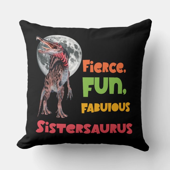 Almofada Irmãs Saurus Esquadrão de Dinossauros Irmãs Combin (Frente)