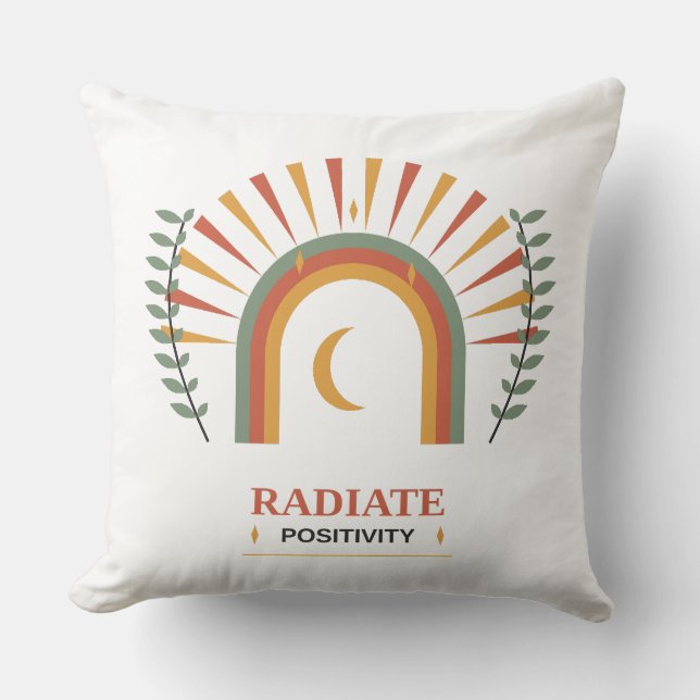 Almofada Irradie Positividade Boho Celestial Sol Lua Botâni (Frente)